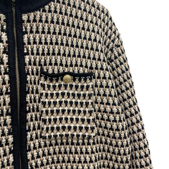 J.Crew Jacquard Sweater-Jacket Cotton Full Zip Gold Buttons Size Medium NEW - Picture 6 of 10